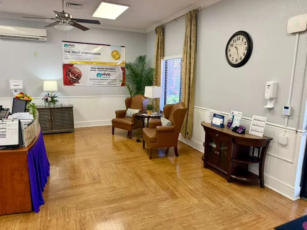 The reception lobby at Vivo Healthcare Meadows